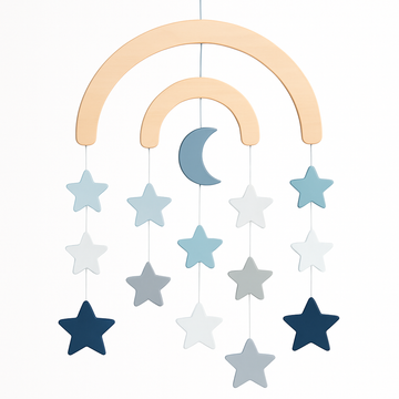 Holz-Baby-Mobile – Sterne & Mond in Blau